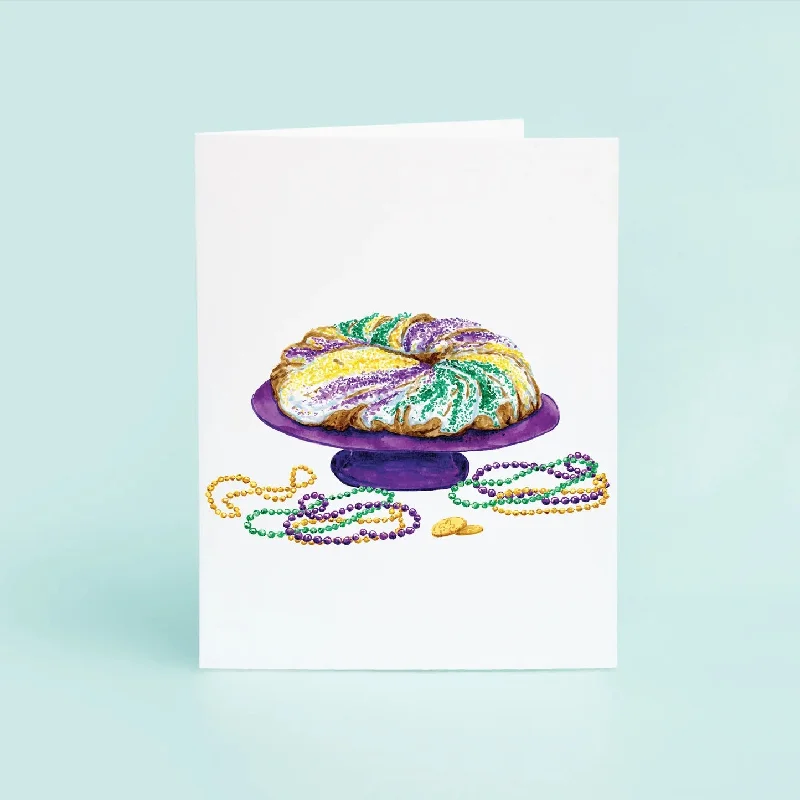 Transparent PVC shopping and gift bags with a decorative ribbon for visibility of contentsMardi Gras King Cake Greeting Card Transparent PVC shopping and gift bags with a decorative ribbon for visibility of contentsMardi Gras King Cake Greeting Card