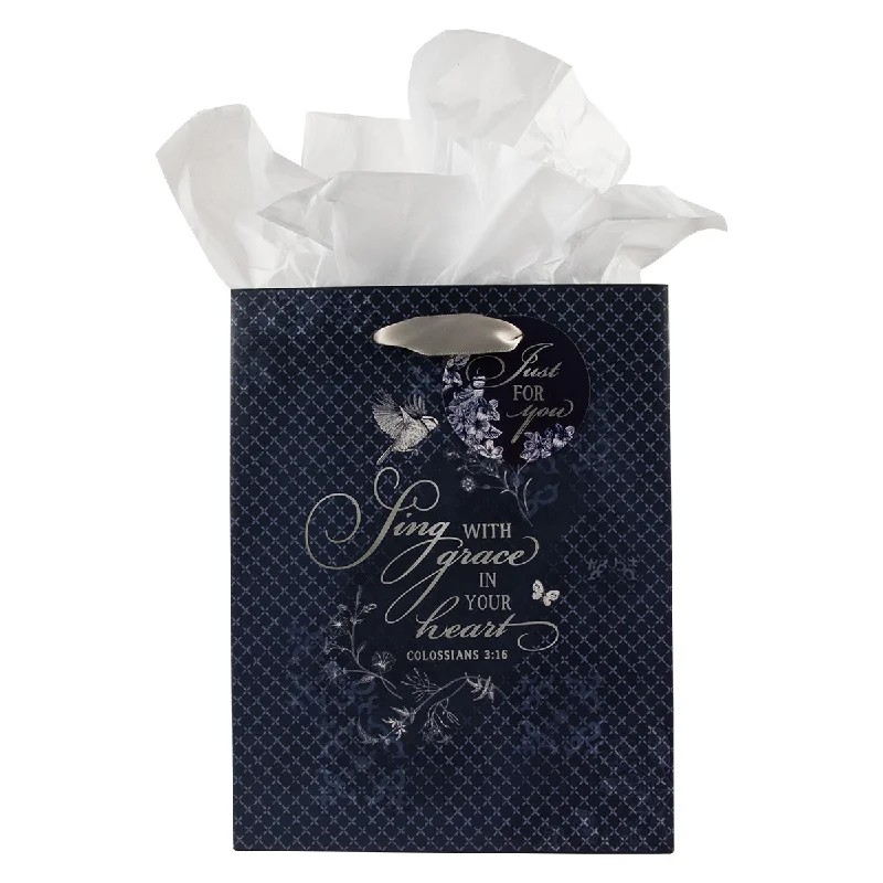 Cartoon - themed paper shopping and gift bags for kids' presentsSing With Grace In Your Heart Medium Gift Bag With Gift Tag - Colossians 3:16 Cartoon - themed paper shopping and gift bags for kids' presentsSing With Grace In Your Heart Medium Gift Bag With Gift Tag - Colossians 3:16