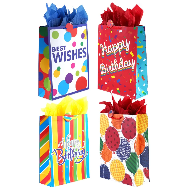 Floral - printed shopping and gift bags with a drawstring top for a feminine lookSuper Confetti Fun Birthday Printed Bag, 4 Designs Floral - printed shopping and gift bags with a drawstring top for a feminine lookSuper Confetti Fun Birthday Printed Bag, 4 Designs