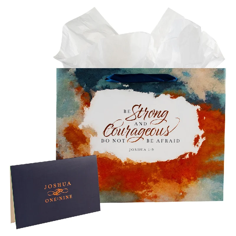 Magnetic - closure shopping and gift bags made of velvet for eleganceBe Strong And Courageous Large Landscape Gift Bag With Card - Joshua 1:9 Magnetic - closure shopping and gift bags made of velvet for eleganceBe Strong And Courageous Large Landscape Gift Bag With Card - Joshua 1:9