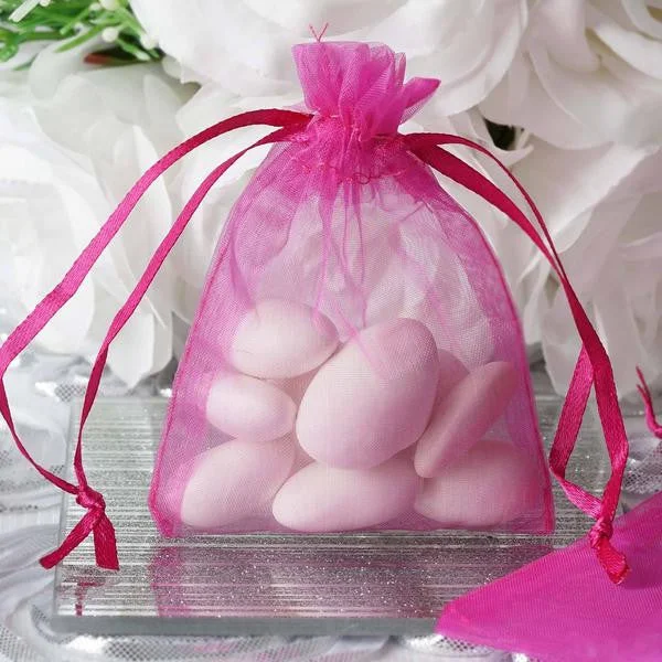 Transparent PVC shopping and gift bags with a decorative ribbon for visibility of contents3"x4" Fushia Organza Jewellery Wedding Birthday Party Favor Gift Drawstring Pouches Bags - 10/pk Transparent PVC shopping and gift bags with a decorative ribbon for visibility of contents3"x4" Fushia Organza Jewellery Wedding Birthday Party Favor Gift Drawstring Pouches Bags - 10/pk