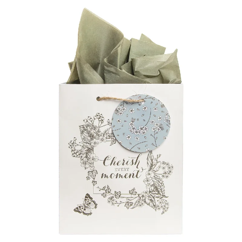 Magnetic - closure shopping and gift bags made of velvet for eleganceCherish Every Moment Floral Butterfly Small Gift Bag With Gift Tag Magnetic - closure shopping and gift bags made of velvet for eleganceCherish Every Moment Floral Butterfly Small Gift Bag With Gift Tag