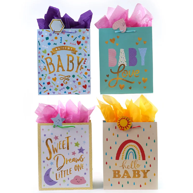 Cartoon - themed paper shopping and gift bags for kids' presentsLarge Hello Sweet Baby Printed Bag, 4 Designs Cartoon - themed paper shopping and gift bags for kids' presentsLarge Hello Sweet Baby Printed Bag, 4 Designs