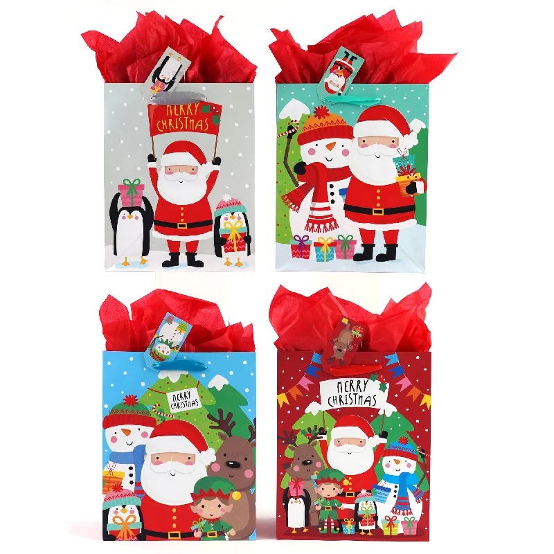 Cartoon - themed paper shopping and gift bags for kids' presentsExtra Large Santa'S Party Printed Bag, 4 Designs Cartoon - themed paper shopping and gift bags for kids' presentsExtra Large Santa'S Party Printed Bag, 4 Designs
