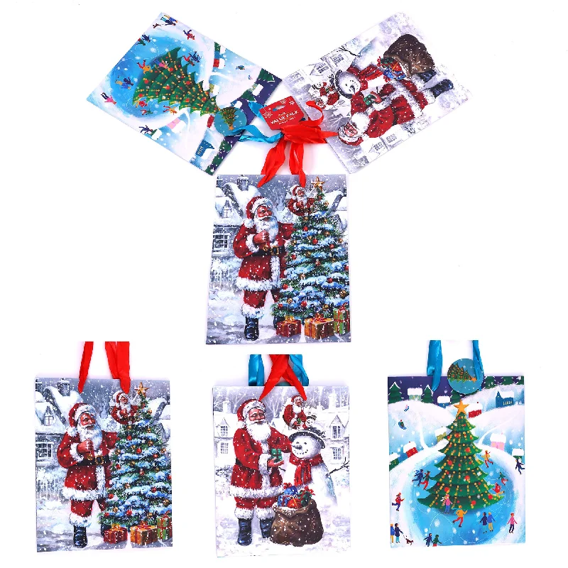 Luxury leather shopping and gift bags with gold - plated hardware for high - end presents3Pk Large Snowy Christmastime Printed Bag, 4 Designs Luxury leather shopping and gift bags with gold - plated hardware for high - end presents3Pk Large Snowy Christmastime Printed Bag, 4 Designs