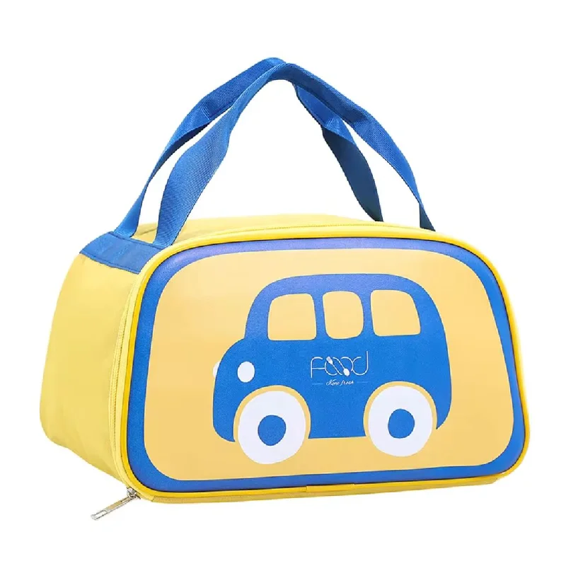 Waterproof and stain - resistant lunch bags for messy eatersCar Print Insulated Lunch Bag with front open zip (Yellow Sky blue) Waterproof and stain - resistant lunch bags for messy eatersCar Print Insulated Lunch Bag with front open zip (Yellow Sky blue)