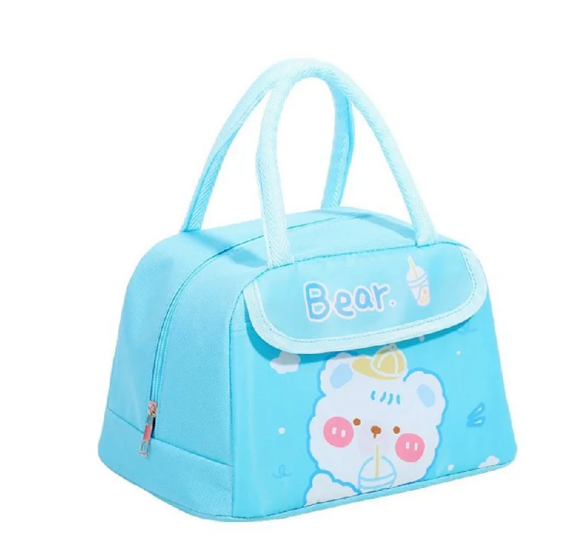 Large - capacity canvas lunch bags with multiple compartments for office workersCute Design Lunch Bag with Front Pocket for Kids (Bear Blue) Large - capacity canvas lunch bags with multiple compartments for office workersCute Design Lunch Bag with Front Pocket for Kids (Bear Blue)