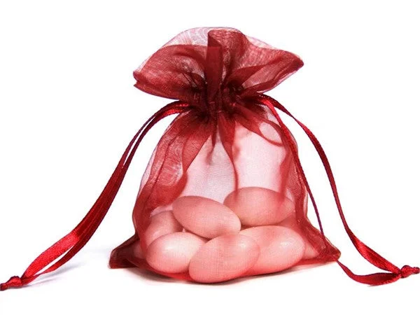 Reusable canvas shopping and gift bags with custom - printed logos for corporate gifts5x7 Burgundy Sheer Organza Bags -10 pcs Reusable canvas shopping and gift bags with custom - printed logos for corporate gifts5x7 Burgundy Sheer Organza Bags -10 pcs