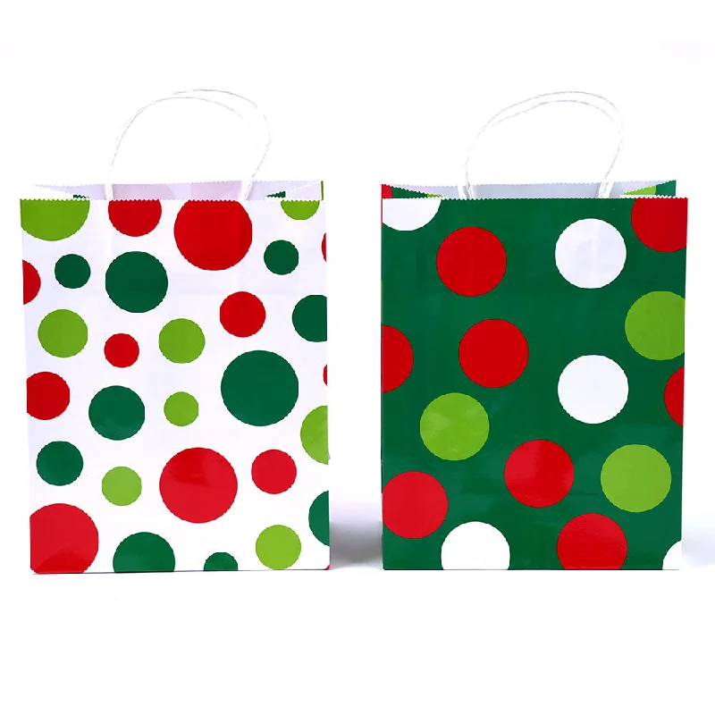 Vintage - style fabric shopping and gift bags with lace trim for a romantic touchEuro-Medium Color Savvy Christmas Dots Printed Gift Bag, 2 Designs Vintage - style fabric shopping and gift bags with lace trim for a romantic touchEuro-Medium Color Savvy Christmas Dots Printed Gift Bag, 2 Designs