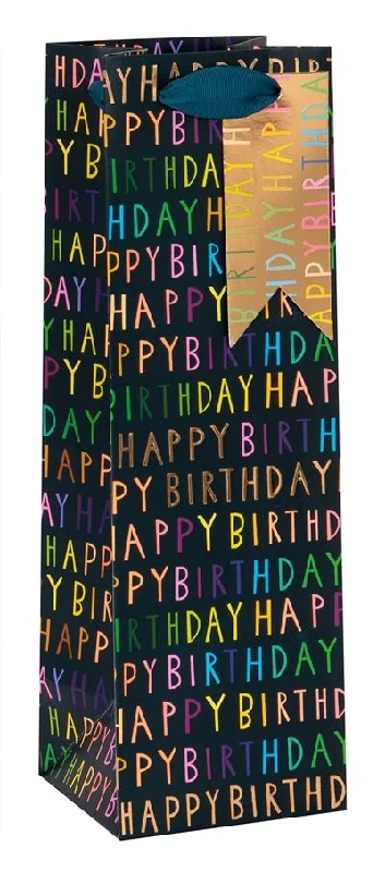 Metallic foil shopping and gift bags with holographic effects for festive occasionsGift Bag Bottle - Birthday Navy Metallic foil shopping and gift bags with holographic effects for festive occasionsGift Bag Bottle - Birthday Navy