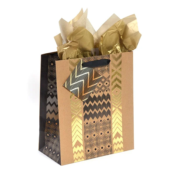 Large - capacity plastic shopping and gift bags with reinforced handles for bulk purchasesGrande (Large) Tribal Print Hot Stamp Kraft Bag, 1 Design Large - capacity plastic shopping and gift bags with reinforced handles for bulk purchasesGrande (Large) Tribal Print Hot Stamp Kraft Bag, 1 Design