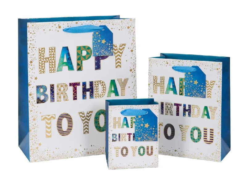 Quilted shopping and gift bags with a soft texture for delicate giftsGift Bag Small - Pizazz Happy Birthday Quilted shopping and gift bags with a soft texture for delicate giftsGift Bag Small - Pizazz Happy Birthday