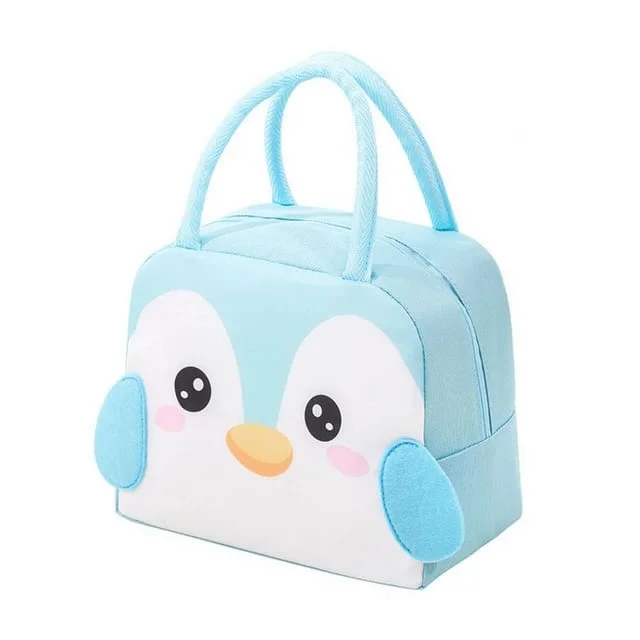 Waterproof nylon lunch bags with a thermal layer for outdoor picnicsCute 3d design Animal Printed Insulated Lunch bag for kids (Sky blue Penguin) Waterproof nylon lunch bags with a thermal layer for outdoor picnicsCute 3d design Animal Printed Insulated Lunch bag for kids (Sky blue Penguin)