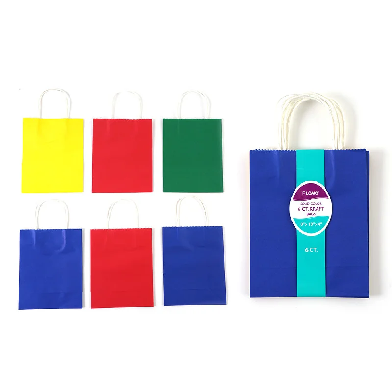 Magnetic - closure shopping and gift bags made of velvet for elegance6Pk Solid Primary Printed White Kraft Bag Magnetic - closure shopping and gift bags made of velvet for elegance6Pk Solid Primary Printed White Kraft Bag