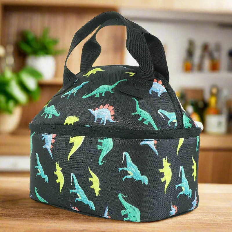 Lunch bags with a personalized monogram for a unique giftSmily Kiddos Double Decker Lunch Bag Dino Theme - Black LxWxH :25.5 X 17 X 20 CM Lunch bags with a personalized monogram for a unique giftSmily Kiddos Double Decker Lunch Bag Dino Theme - Black LxWxH :25.5 X 17 X 20 CM