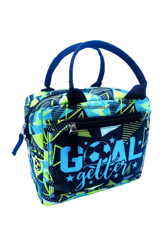 Cute cartoon - printed lunch bags made of polyester for toddlersStylish and Functional: Padded Printed Lunch Bag with Front Pocket and Side Pockets