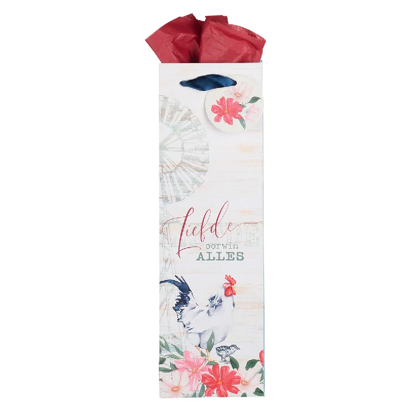Waterproof nylon shopping and gift bags for outdoor giftsLiefde Oorwin Alles Bottle Gift Bag