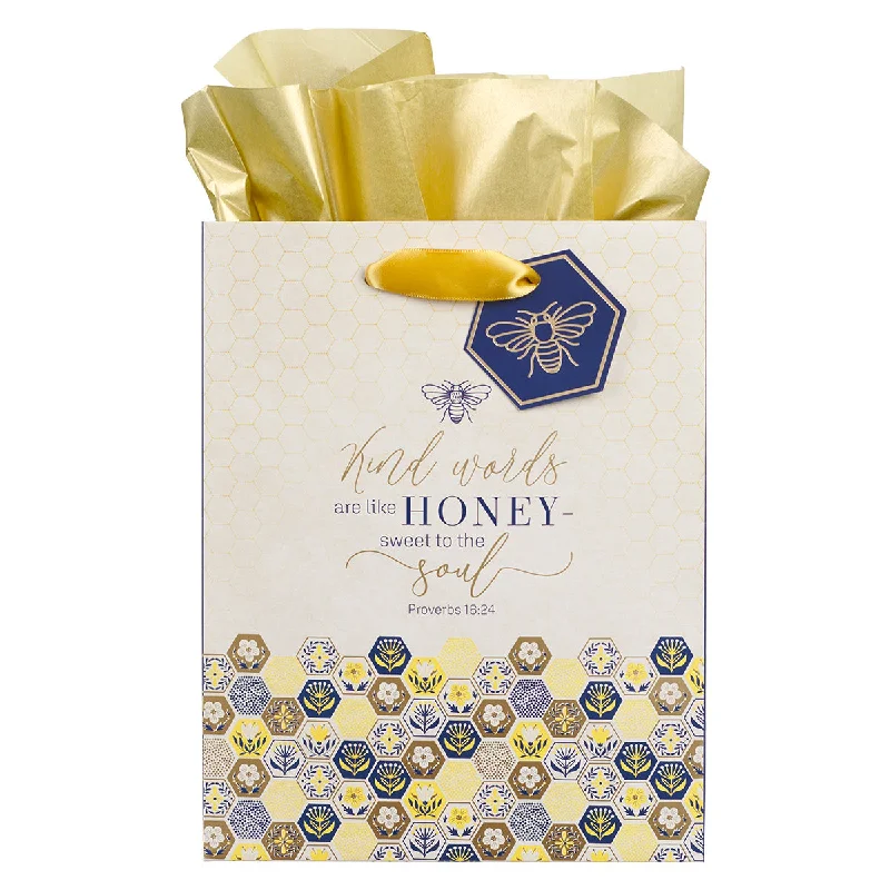 Monogrammed shopping and gift bags with personalized initials for a unique touchKind Words Are Like Honey - Sweet To The Soul Medium Gift Bag With Gift Tag - Prov 16:24 Monogrammed shopping and gift bags with personalized initials for a unique touchKind Words Are Like Honey - Sweet To The Soul Medium Gift Bag With Gift Tag - Prov 16:24