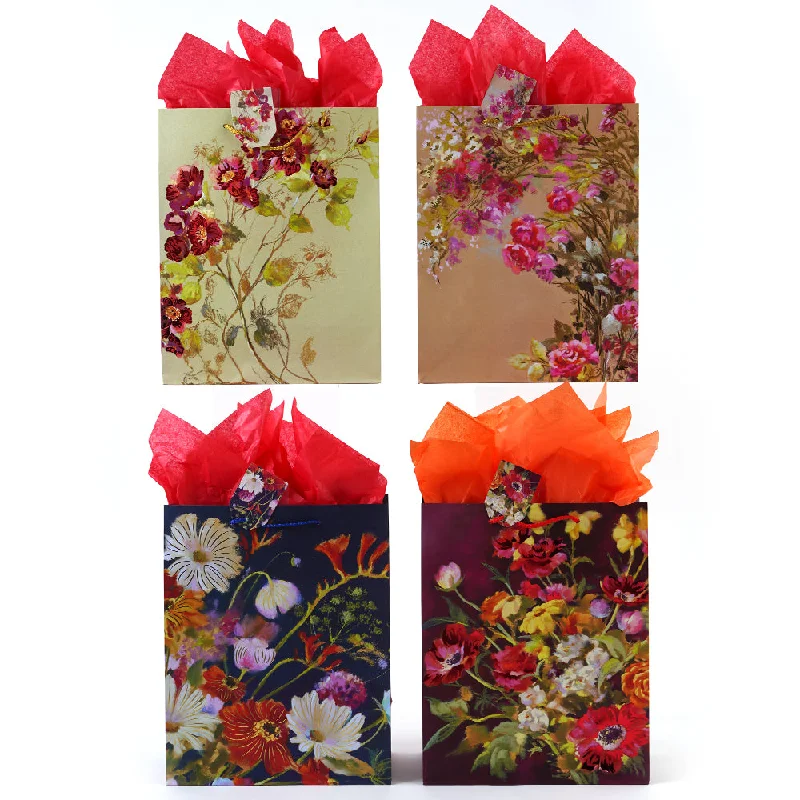 Floral - printed shopping and gift bags with a drawstring top for a feminine lookLarge Flower Lovers Hot Stamp Bag, 4 Designs Floral - printed shopping and gift bags with a drawstring top for a feminine lookLarge Flower Lovers Hot Stamp Bag, 4 Designs