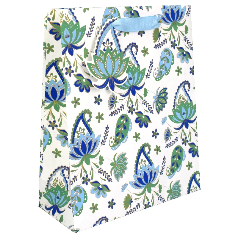 Large - capacity plastic shopping and gift bags with reinforced handles for bulk purchasesPaisley Blue Large Gift Bag Large - capacity plastic shopping and gift bags with reinforced handles for bulk purchasesPaisley Blue Large Gift Bag