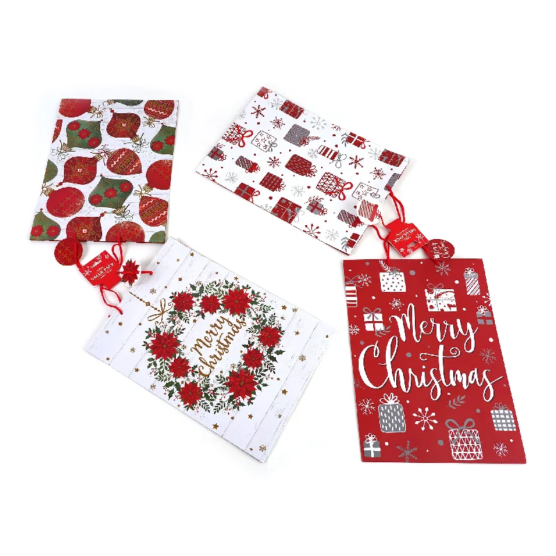 Retro - inspired shopping and gift bags with a bold color palette for nostalgia2Pk Extra Large Christmas Red Presents Party Printed Bags, 4 Designs Retro - inspired shopping and gift bags with a bold color palette for nostalgia2Pk Extra Large Christmas Red Presents Party Printed Bags, 4 Designs