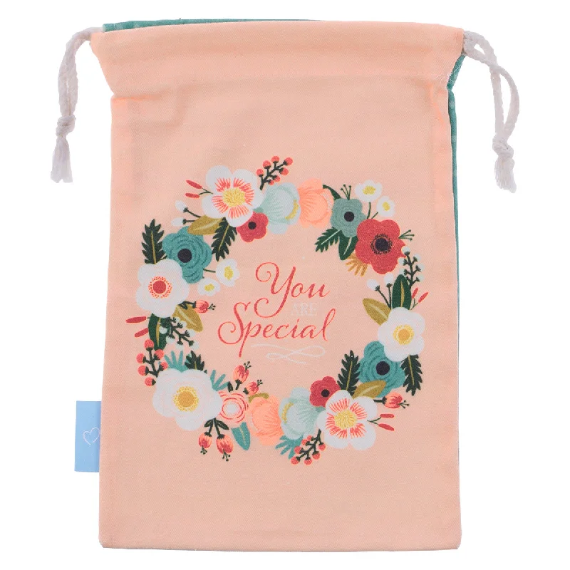 Metallic foil shopping and gift bags with holographic effects for festive occasionsYou Are Special Peach Small Cotton Drawstring Bag Metallic foil shopping and gift bags with holographic effects for festive occasionsYou Are Special Peach Small Cotton Drawstring Bag