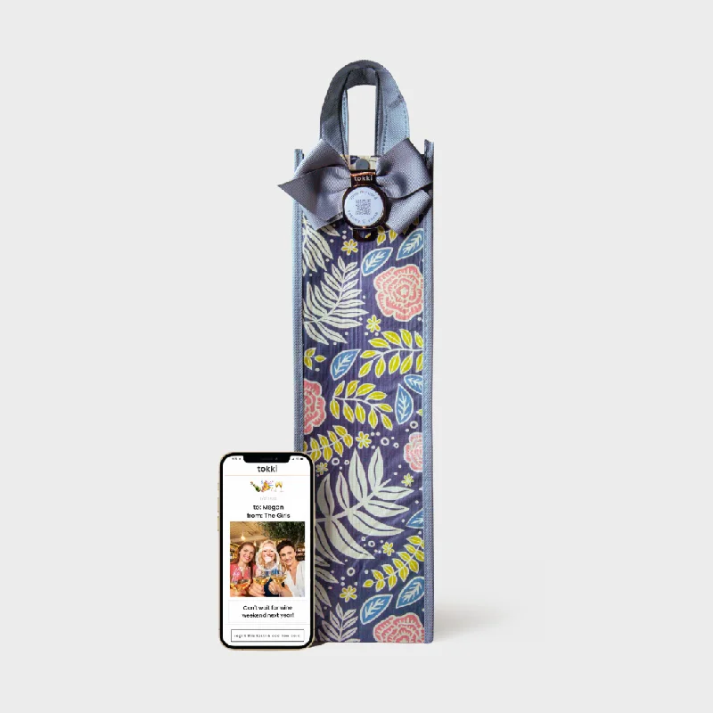 Large - capacity plastic shopping and gift bags with reinforced handles for bulk purchasesBloom | Wine | Reusable Gift Bag + QR Greeting Card Large - capacity plastic shopping and gift bags with reinforced handles for bulk purchasesBloom | Wine | Reusable Gift Bag + QR Greeting Card