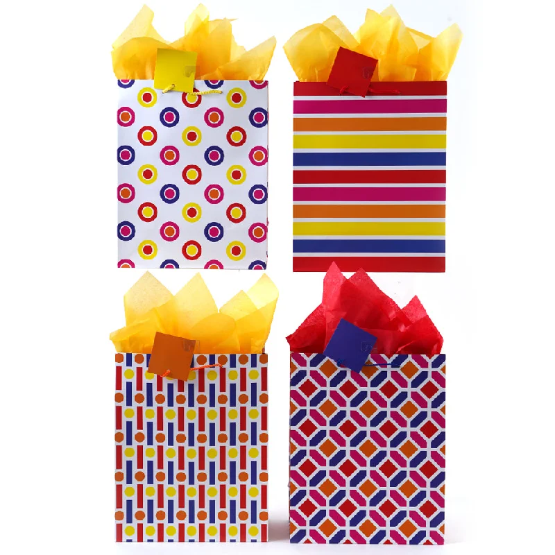 Reusable canvas shopping and gift bags with custom - printed logos for corporate giftsLarge Geometric Elegance Printed Gift Bag, 4 Designs Reusable canvas shopping and gift bags with custom - printed logos for corporate giftsLarge Geometric Elegance Printed Gift Bag, 4 Designs