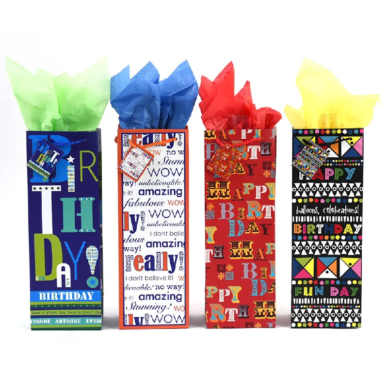 Magnetic - closure shopping and gift bags made of velvet for eleganceBottle Typographic Birthday On Matte Gift Bag, 4 Designs Magnetic - closure shopping and gift bags made of velvet for eleganceBottle Typographic Birthday On Matte Gift Bag, 4 Designs
