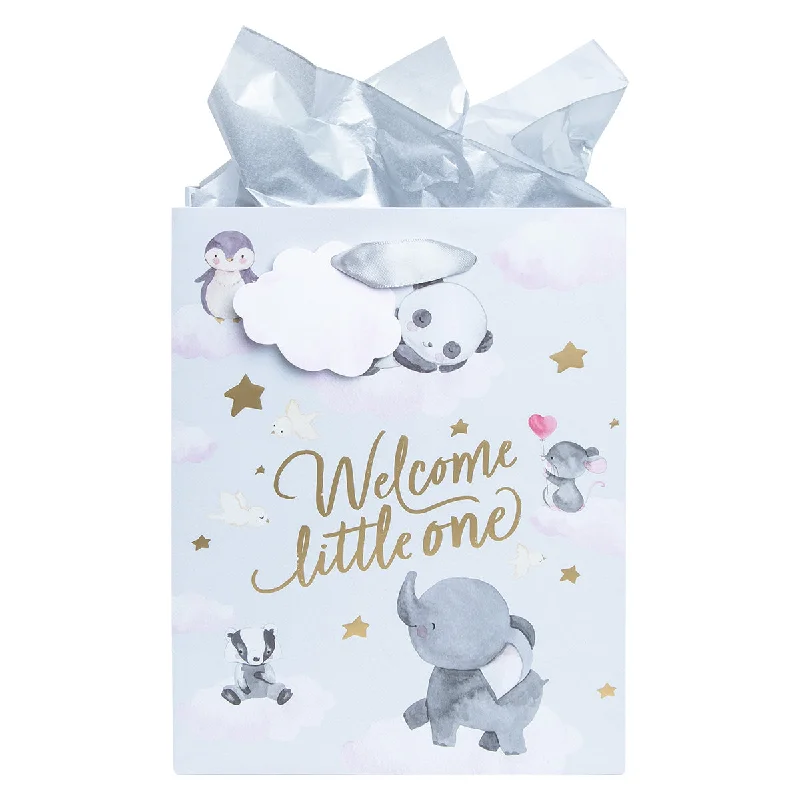 Eco - friendly bamboo shopping and gift bags for sustainable giftingWelcome Little One Medium Gift Bag With Gift Tag Eco - friendly bamboo shopping and gift bags for sustainable giftingWelcome Little One Medium Gift Bag With Gift Tag