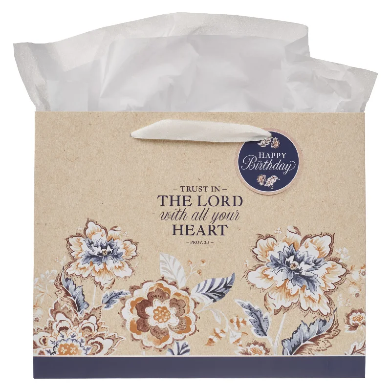 Hand - painted ceramic shopping and gift bags for artisanal giftsTrust in the Lord with All Your Heart Large Landscape Gift Bag with Gift Tag Hand - painted ceramic shopping and gift bags for artisanal giftsTrust in the Lord with All Your Heart Large Landscape Gift Bag with Gift Tag