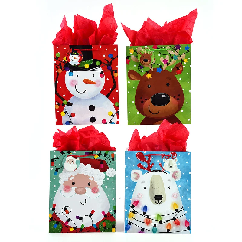 Reusable canvas shopping and gift bags with custom - printed logos for corporate giftsChristmas-Horizontal Jumbo Happy Holiday Lights Printed Bag, 4 Designs Reusable canvas shopping and gift bags with custom - printed logos for corporate giftsChristmas-Horizontal Jumbo Happy Holiday Lights Printed Bag, 4 Designs