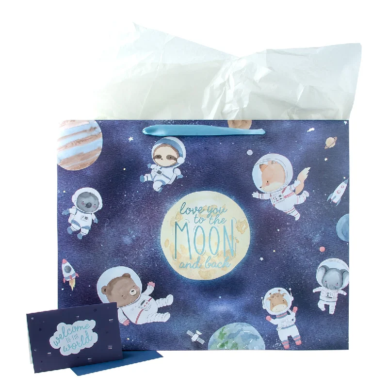 Luxury leather shopping and gift bags with gold - plated hardware for high - end presentsLove You To The Moon And Back Jumbo Gift Bag With Card Luxury leather shopping and gift bags with gold - plated hardware for high - end presentsLove You To The Moon And Back Jumbo Gift Bag With Card