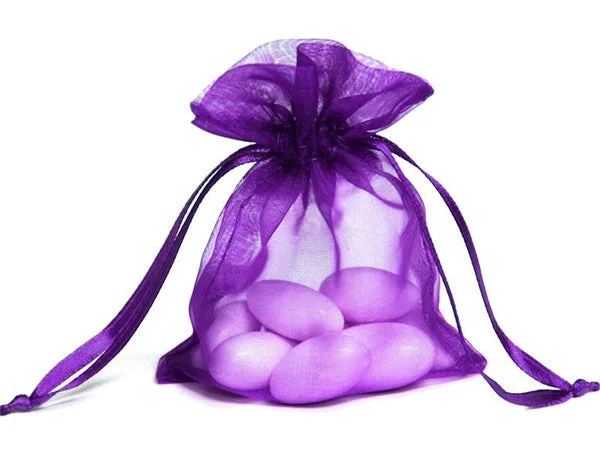Cartoon - themed paper shopping and gift bags for kids' presents4x6 Purple Sheer Organza Bags -10 pcs