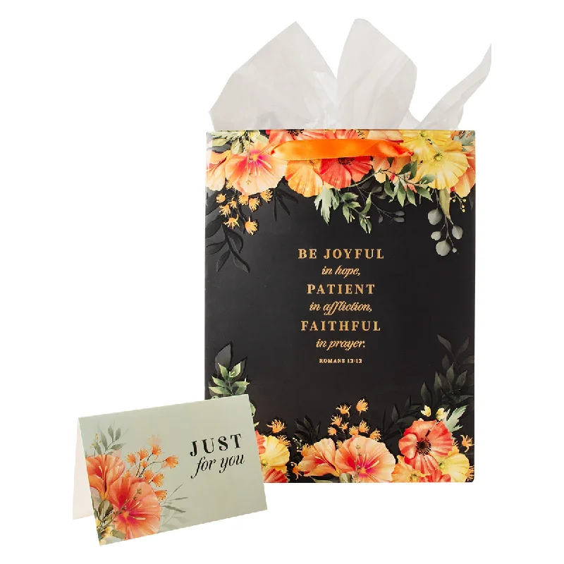 Hand - painted ceramic shopping and gift bags for artisanal giftsBe Joyful In Hope Large Portrait Gift Bag With Card - Romans 12:12 Hand - painted ceramic shopping and gift bags for artisanal giftsBe Joyful In Hope Large Portrait Gift Bag With Card - Romans 12:12