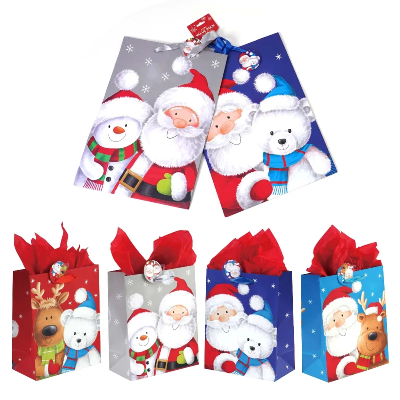 Reusable canvas shopping and gift bags with custom - printed logos for corporate gifts2Pk Extra Large Friends Of Santa Printed Bag, 4 Designs Reusable canvas shopping and gift bags with custom - printed logos for corporate gifts2Pk Extra Large Friends Of Santa Printed Bag, 4 Designs