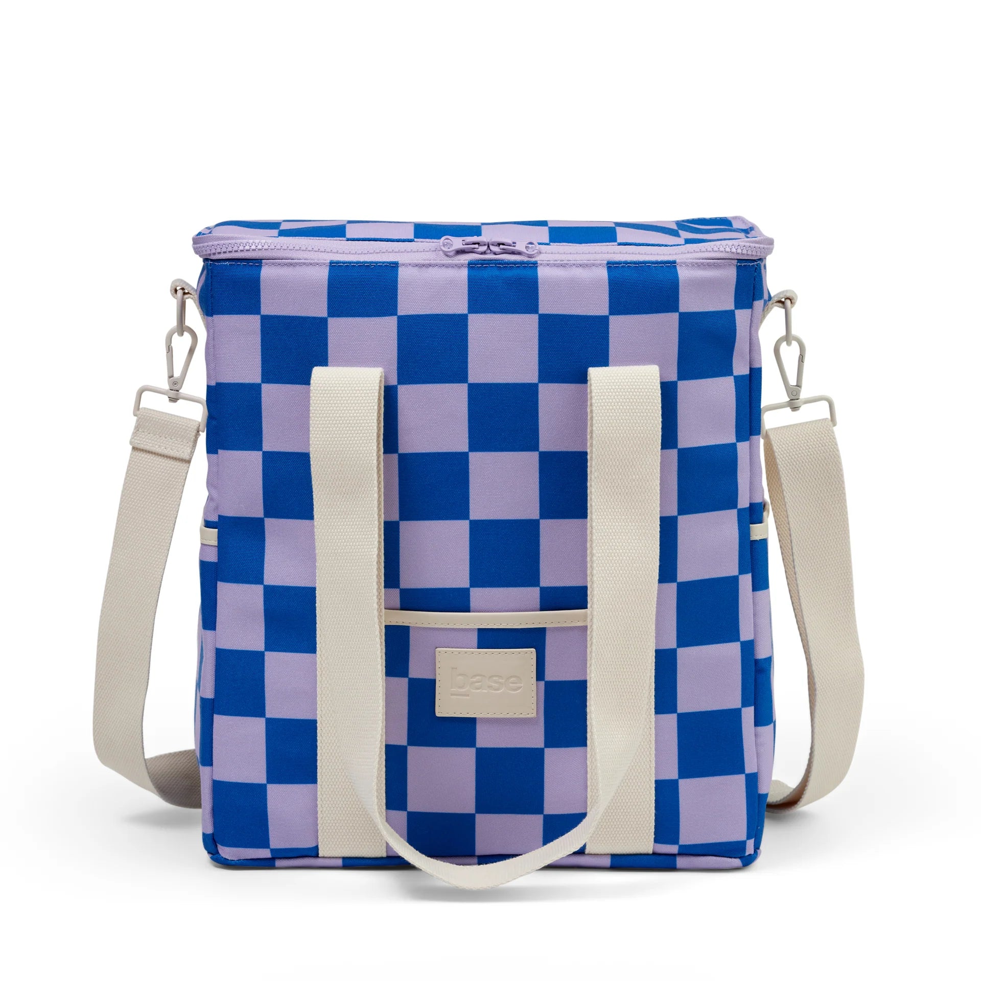 Designer lunch bags with a high - end brand logo for luxury usersLilac/Blue Check Cool Base Designer lunch bags with a high - end brand logo for luxury usersLilac/Blue Check Cool Base