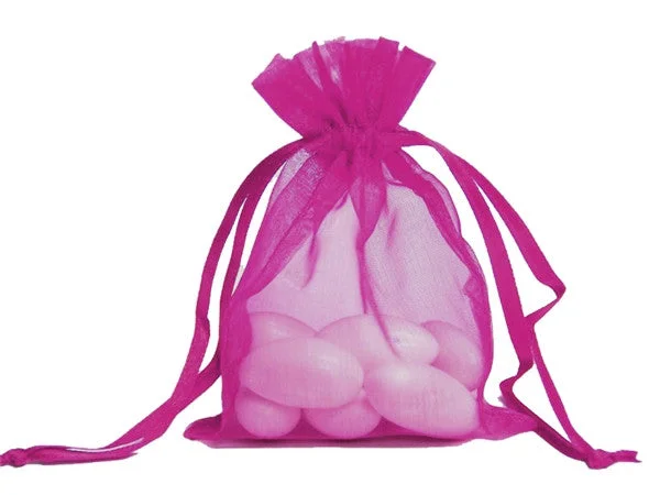 Cartoon - themed paper shopping and gift bags for kids' presents5x7 Fushia Sheer Organza Bags -10 pcs