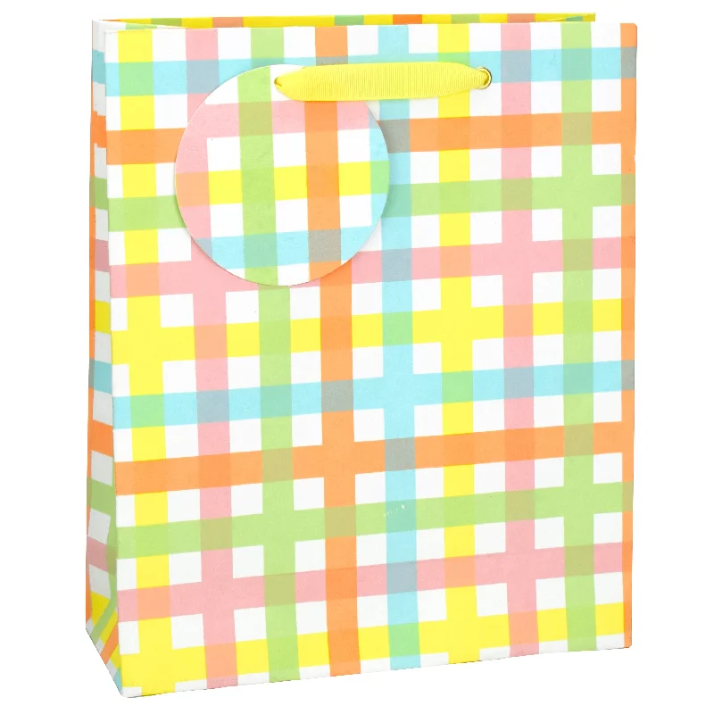 Colorful paper shopping and gift bags with intricate embossed patterns for party favorsSpring Check Large Gift Bag Colorful paper shopping and gift bags with intricate embossed patterns for party favorsSpring Check Large Gift Bag
