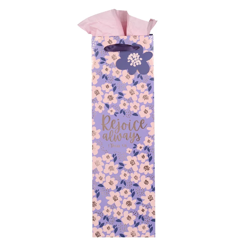 Quilted shopping and gift bags with a soft texture for delicate giftsRejoice Always Bottle Gift Bag Quilted shopping and gift bags with a soft texture for delicate giftsRejoice Always Bottle Gift Bag