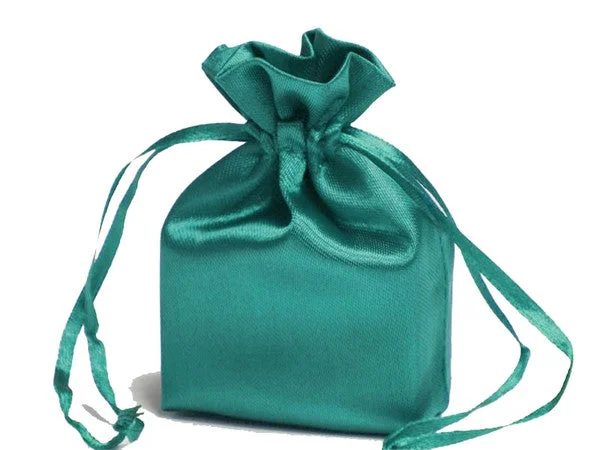 Floral - printed shopping and gift bags with a drawstring top for a feminine look3X4 Turquoise Elegant Satin Bags - 12 pcs Floral - printed shopping and gift bags with a drawstring top for a feminine look3X4 Turquoise Elegant Satin Bags - 12 pcs