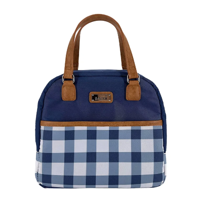 Soft - sided lunch bags with padded shoulder straps for comfortable carryingSachi Insulated Cali Lunch Bag Gingham Indigo Soft - sided lunch bags with padded shoulder straps for comfortable carryingSachi Insulated Cali Lunch Bag Gingham Indigo