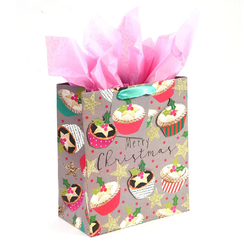 Floral - printed shopping and gift bags with a drawstring top for a feminine lookGrande (Large) Christmas Cupcakes Pop Layer/Glitter Bag1 Design Floral - printed shopping and gift bags with a drawstring top for a feminine lookGrande (Large) Christmas Cupcakes Pop Layer/Glitter Bag1 Design
