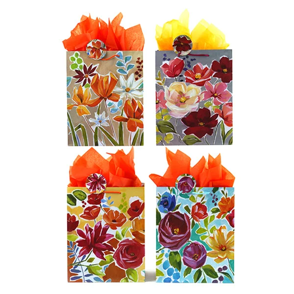 Luxury leather shopping and gift bags with gold - plated hardware for high - end presentsLarge Floral Party Printed Bag, 4 Designs Luxury leather shopping and gift bags with gold - plated hardware for high - end presentsLarge Floral Party Printed Bag, 4 Designs