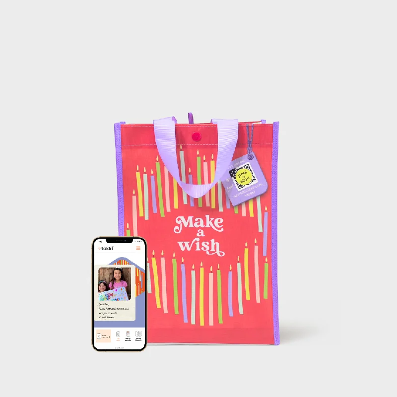 Eco - friendly bamboo shopping and gift bags for sustainable giftingMake a Wish | Medium | Reusable Gift Bag + QR Greeting Card Eco - friendly bamboo shopping and gift bags for sustainable giftingMake a Wish | Medium | Reusable Gift Bag + QR Greeting Card