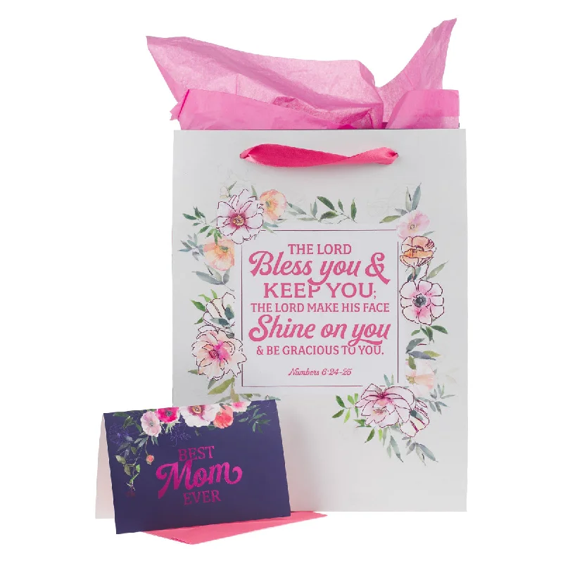 Retro - inspired shopping and gift bags with a bold color palette for nostalgiaBless You & Keep You Large Portrait Gift Bag With Card - Numbers 6:24 Retro - inspired shopping and gift bags with a bold color palette for nostalgiaBless You & Keep You Large Portrait Gift Bag With Card - Numbers 6:24