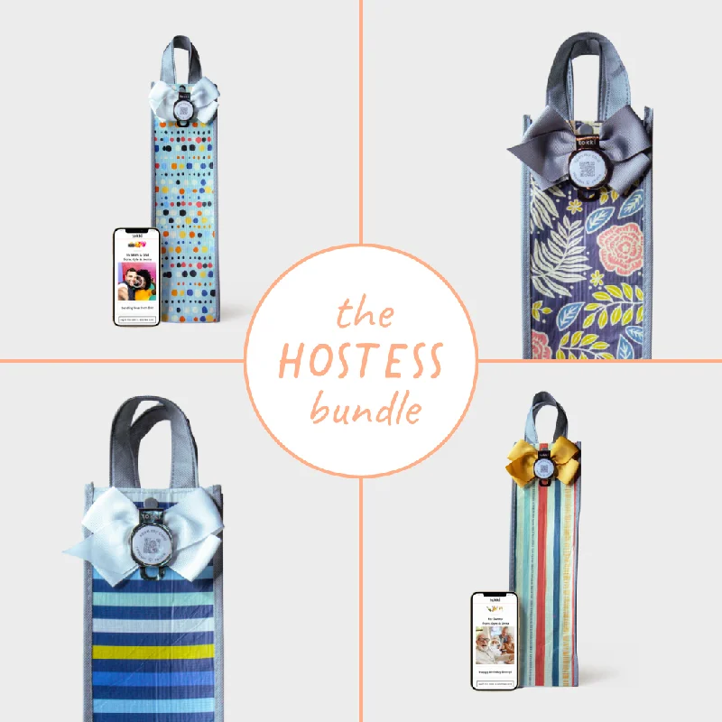 Hand - painted ceramic shopping and gift bags for artisanal giftsHostess Bundle | Reusable Gift Bag + QR Greeting Card | 8 Wine Bags Hand - painted ceramic shopping and gift bags for artisanal giftsHostess Bundle | Reusable Gift Bag + QR Greeting Card | 8 Wine Bags