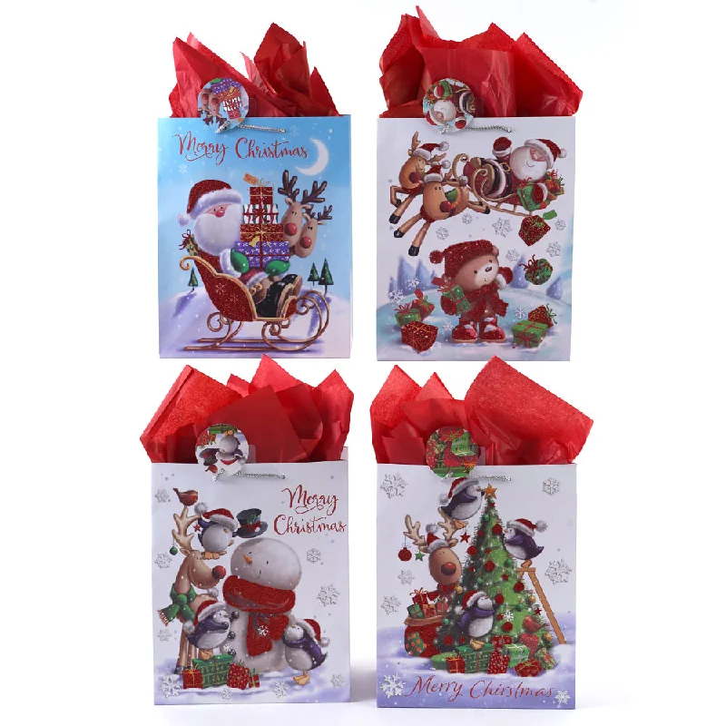 Magnetic - closure shopping and gift bags made of velvet for eleganceLarge Christmas Cuddles Glitter Bag, 4 Designs Magnetic - closure shopping and gift bags made of velvet for eleganceLarge Christmas Cuddles Glitter Bag, 4 Designs