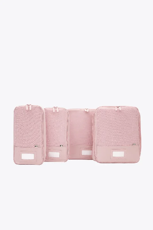 Anti - theft travel bag with RFID - blocking pockets for personal safetyThe Compression Packing Cubes 4 pc in Atlas Pink Anti - theft travel bag with RFID - blocking pockets for personal safetyThe Compression Packing Cubes 4 pc in Atlas Pink