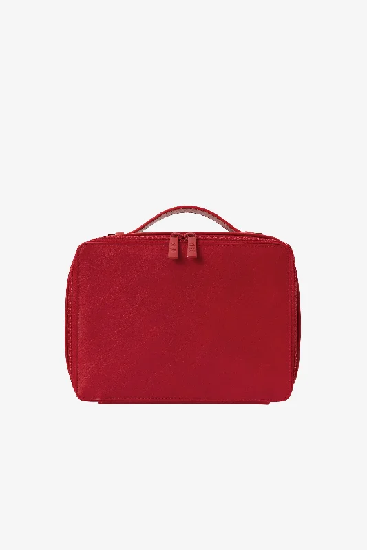 Travel bag with a built - in power bank charger for on - the - go device chargingThe Cosmetic Case in Text Me Red Travel bag with a built - in power bank charger for on - the - go device chargingThe Cosmetic Case in Text Me Red